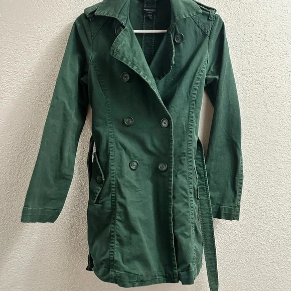 American Eagle Women’s Green Trenchcoat Size Xs - Picture 2 of 10